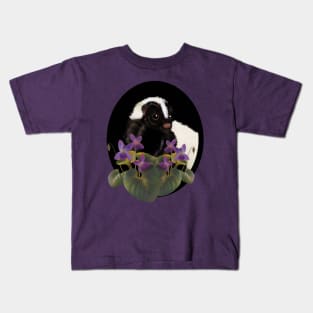 Skunk & Pansies Kids T-Shirt